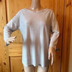 J Jill Linen Boxy Pullover Boat Neck Size 3/4 Sleeve Lagenlook Sweater Top S
